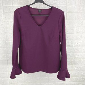 ANN TAYLOR pullover top with velvet trimmed double bell sleeve - SZ S petite